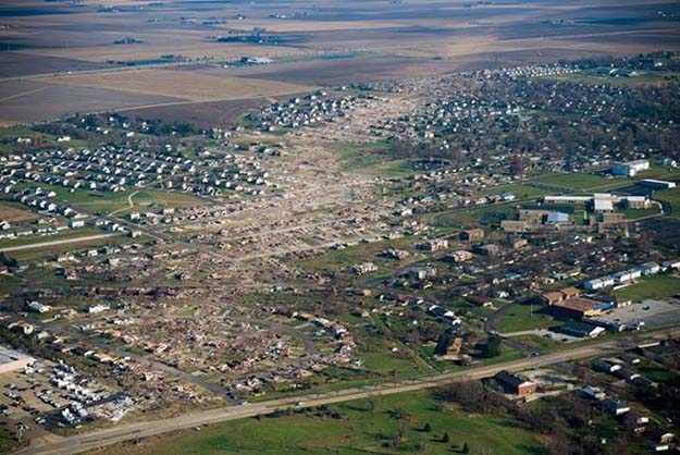 Washington, Illinois aerial view of tornado path