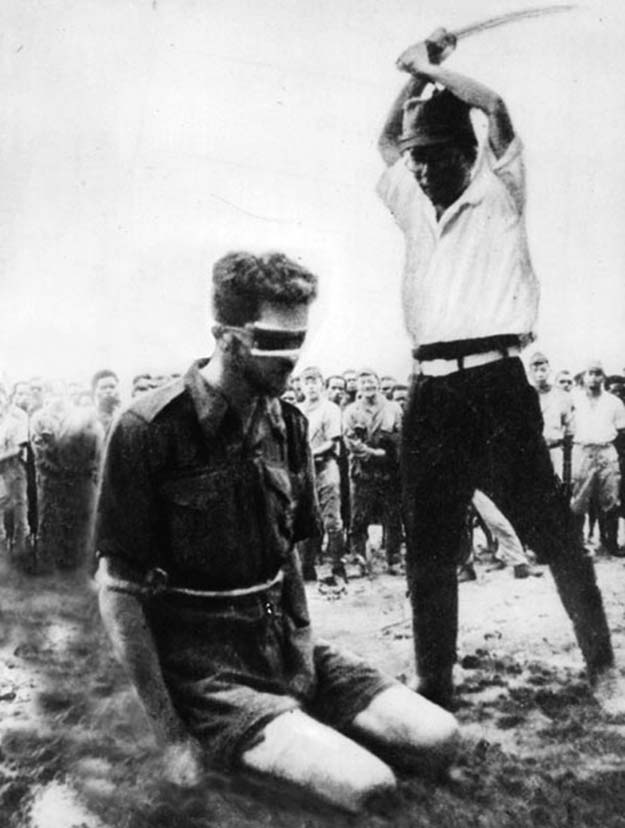 Leonard Siffleet, captured Australian commando who fought in WWII, moments prior to being beheaded by a member of the Imperial Japanese Navy. 1943