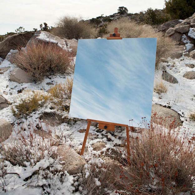 Photographs of Mirrors on Easels that Look Like Paintings in the Desert
