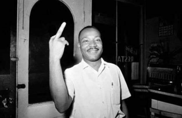 Martin Luther King flipping the middle finger.