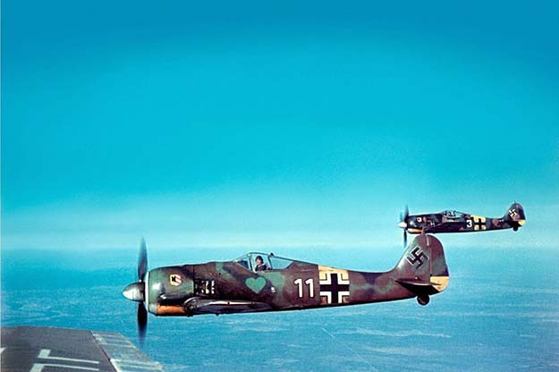 Beautiful color image of the German Focke-Wulf Fw 190A-5 fighters