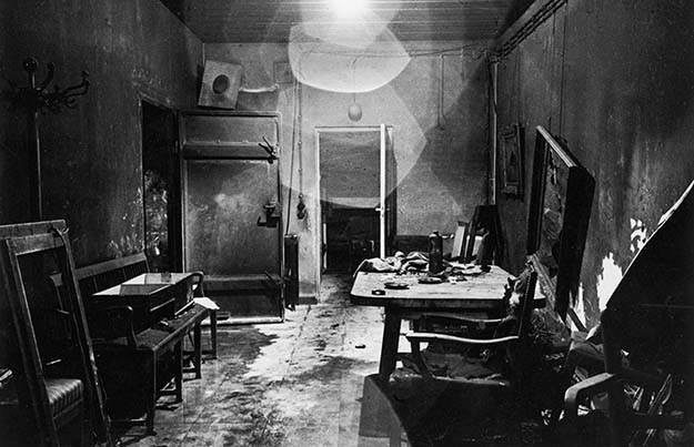 One of the first photos that was taken inside of Hitler’s bunker (Führerbunker) in 1945 by Allied soldiers