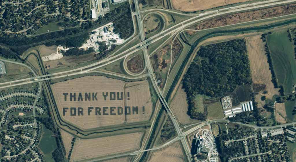 words ‘Thank You! For Freedom!’, Nebraska