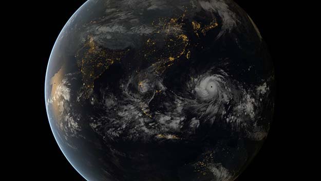 This is a shot of Typhoon Haiyan from a Japanese geostationary satellite