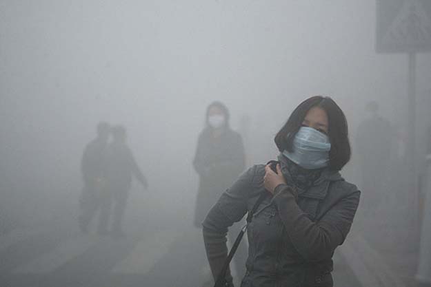 Harbin, China and their smog. Currently at 40X international standards.