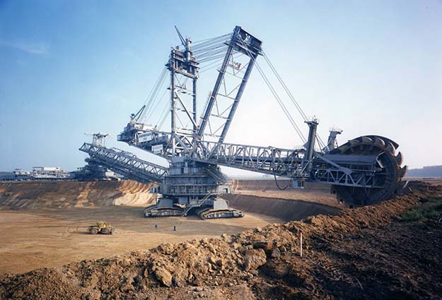 Large-scale excavator at a lignite open pit mine
