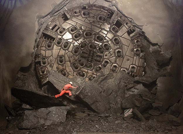 4,500 horsepower boring machine ‘Heidi’ breaks through at the final section of Gotthard Base Tunnel, the world’s longest rail tunnel