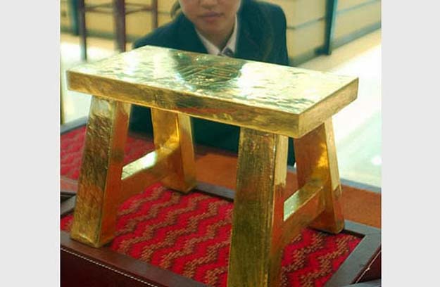 110 lbs of solid gold stool ($1.3 million)