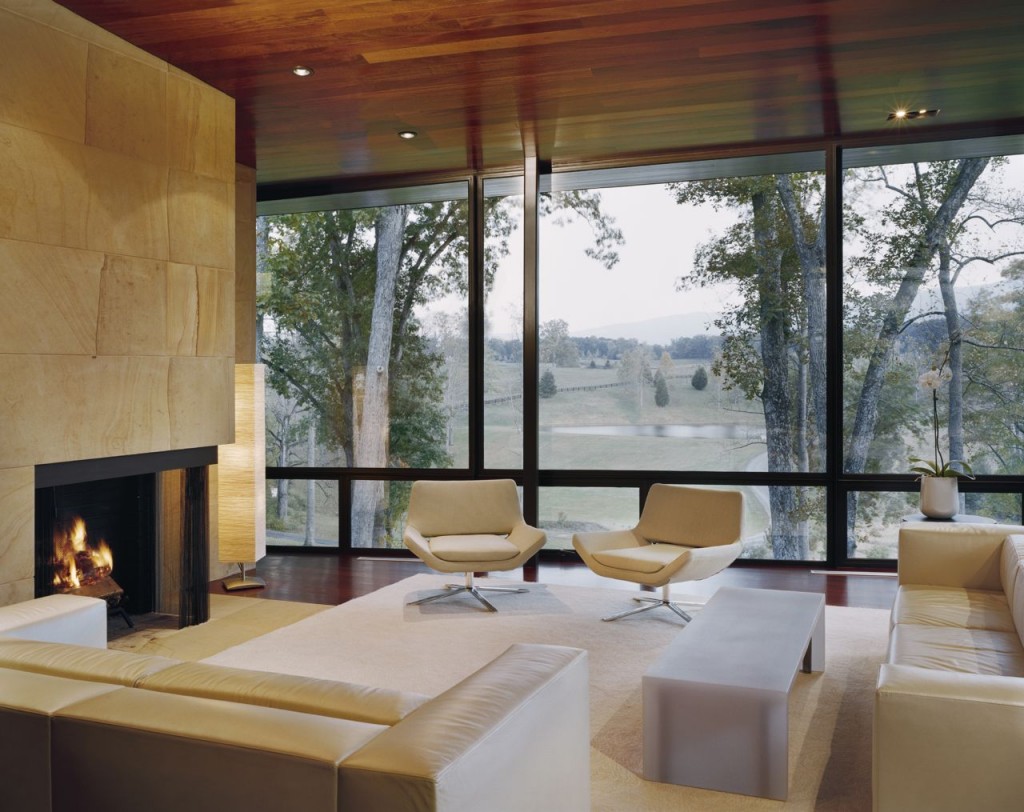 This beautiful living room has a great view of the rolling hills of Virginia…