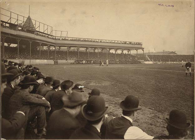View from the stands at game 4 of the first World Series, October 6th, 1903 at Exposition Park in Pittsburgh