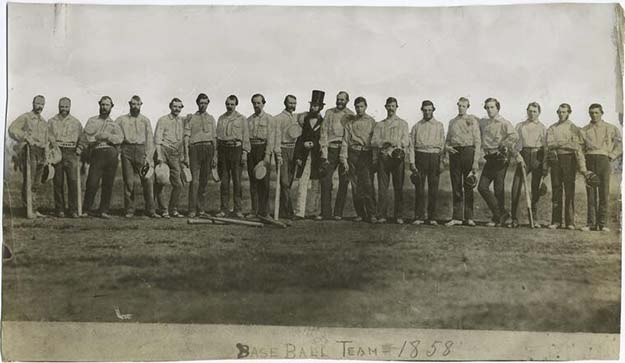 The first ever team photo in baseball history, 1858