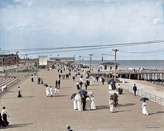 The Jersey Shore circa 1905. "Boardwalk at Asbury Park."