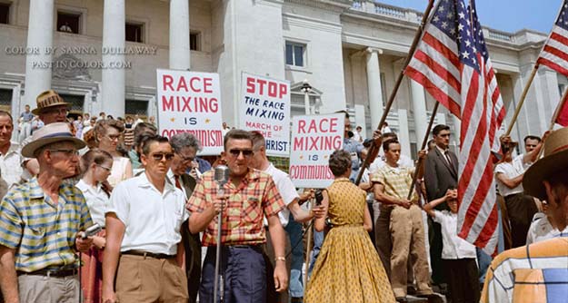 Little Rock, AR protest against the integration of 9 black students into a white school. 1959
