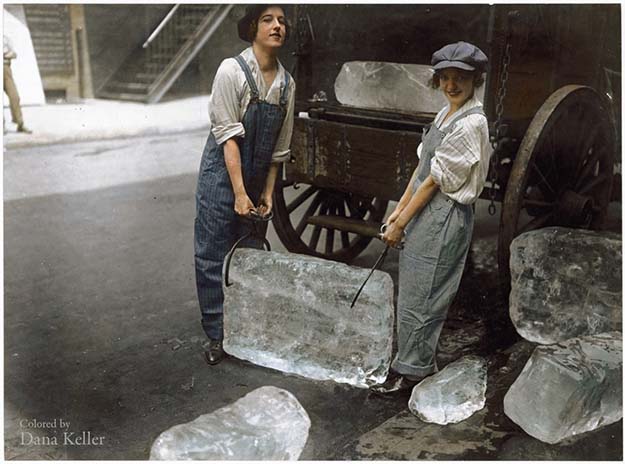 "Girls deliver ice." September 16, 1918