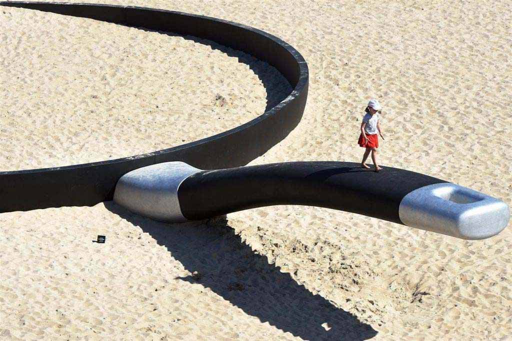 A Frying pan beach sculpture in Sydney, Australia
