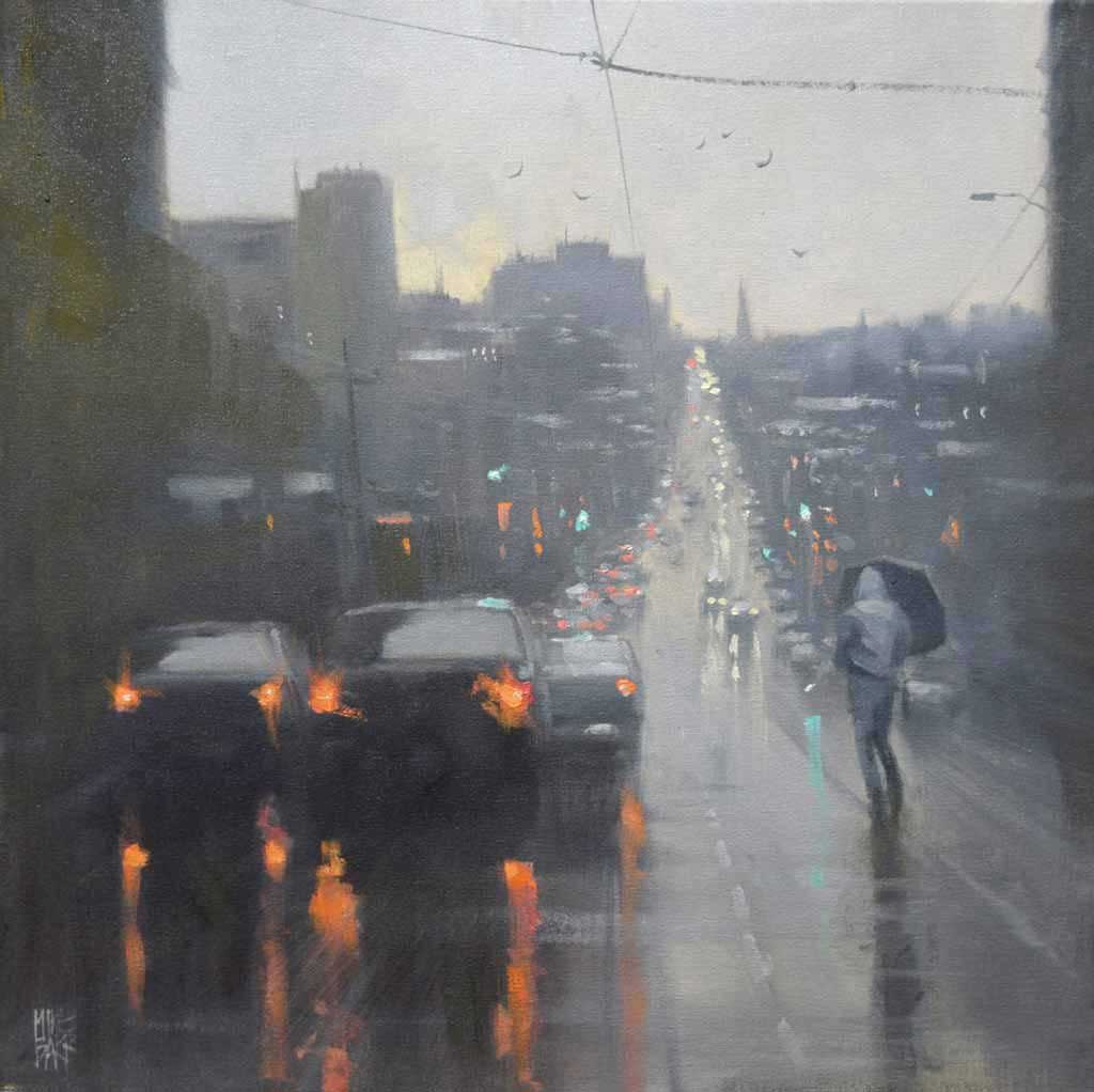 Rainy-day Cityscape Paintings by Mike Barr