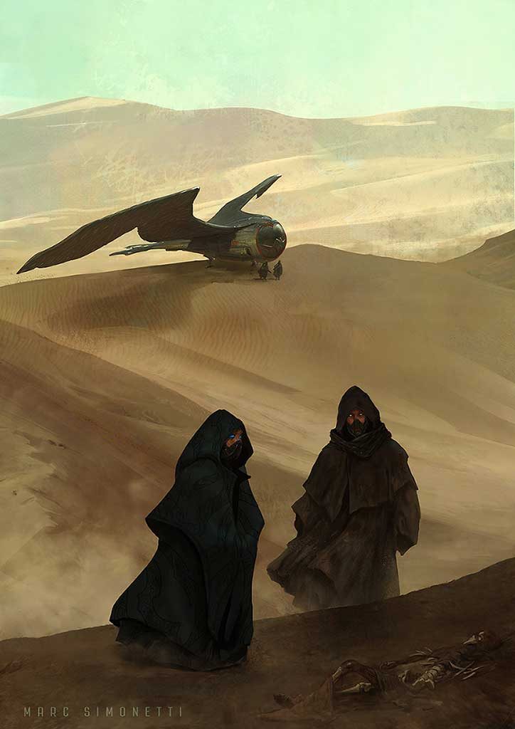 "A corpse in the desert" Interior illustration for "Dune Messiah" by Frank Herbert for Centipede Press