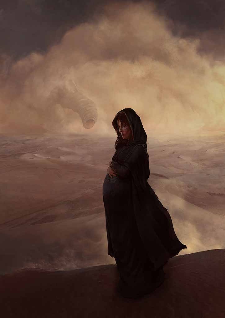 "Chani in the desert" Interior illustration for "Dune Messiah" by Frank Herbert for Centipede Press