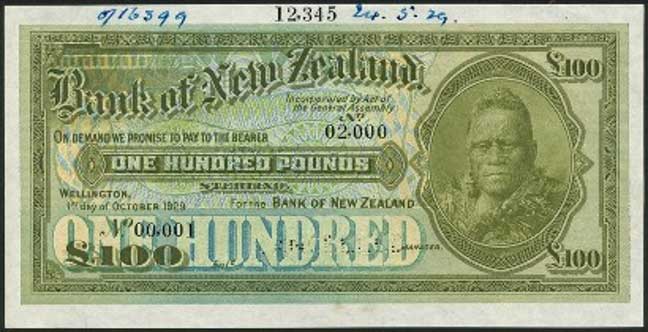 1929 Bank of New Zealand Banknote: $11,500