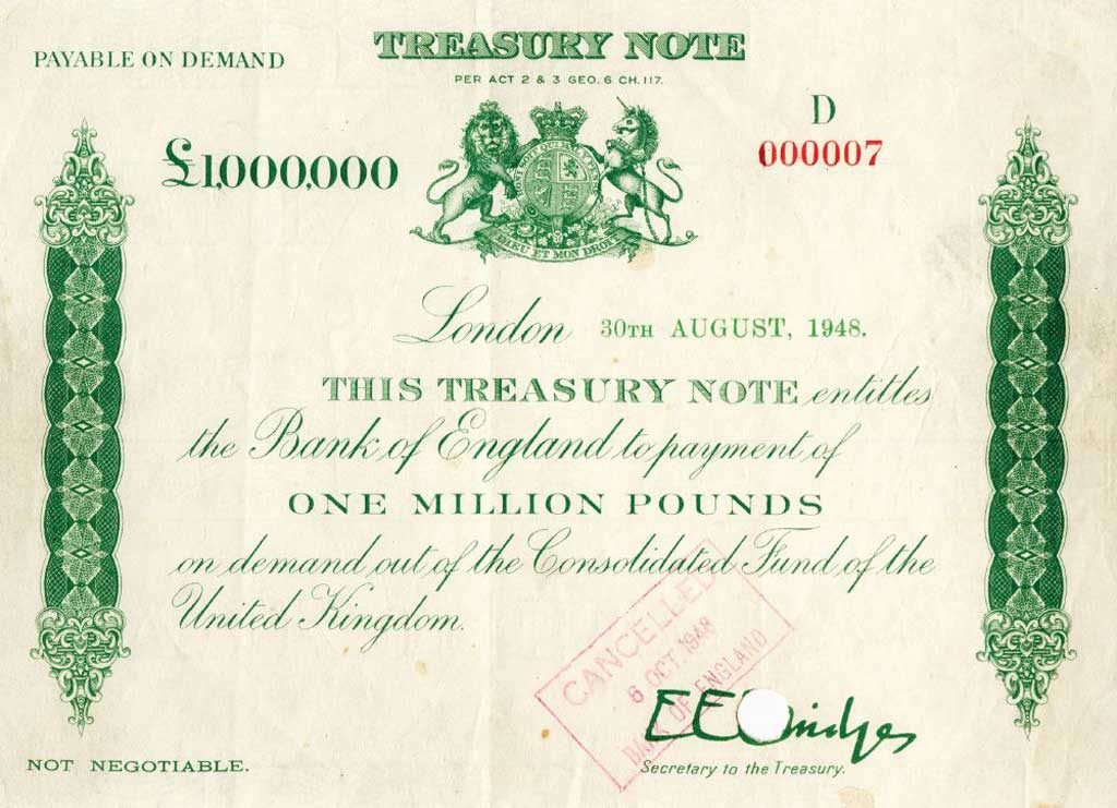 1 million pound banknote: $115,000