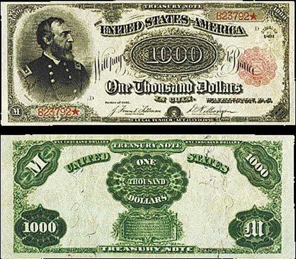 1891 Red Seal $1,000 bill: $2.5 Million